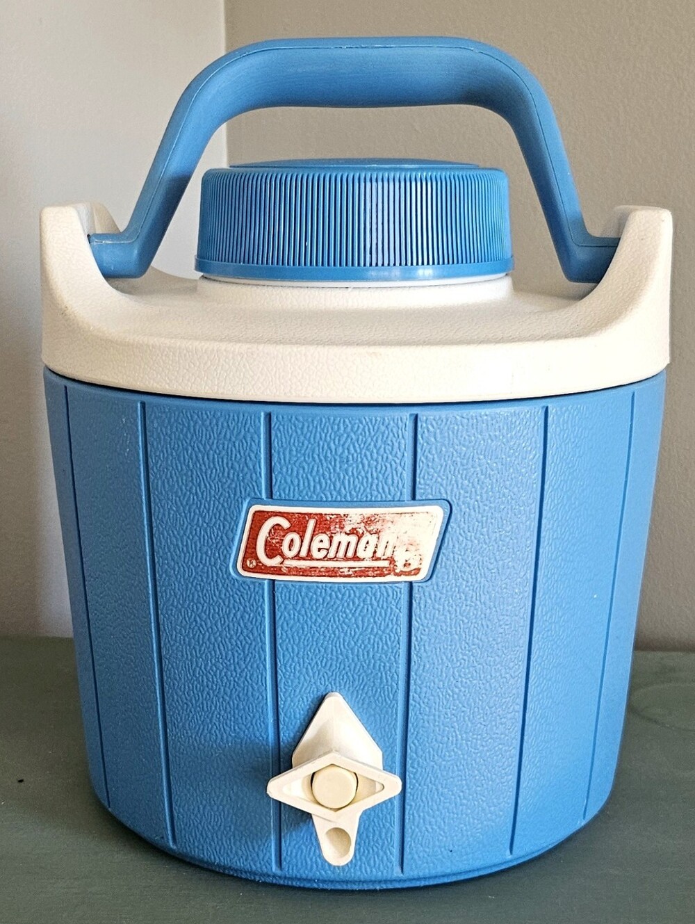 Vintage 1970s Coleman Blue Water Cooler Jug Spigot 1 Gallon Made in Canada